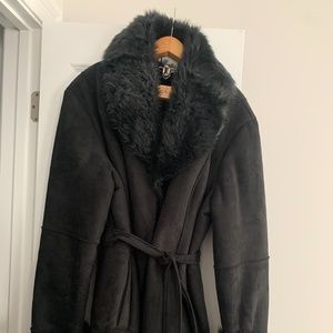 Excelled Faux suede coat; Black 2XL